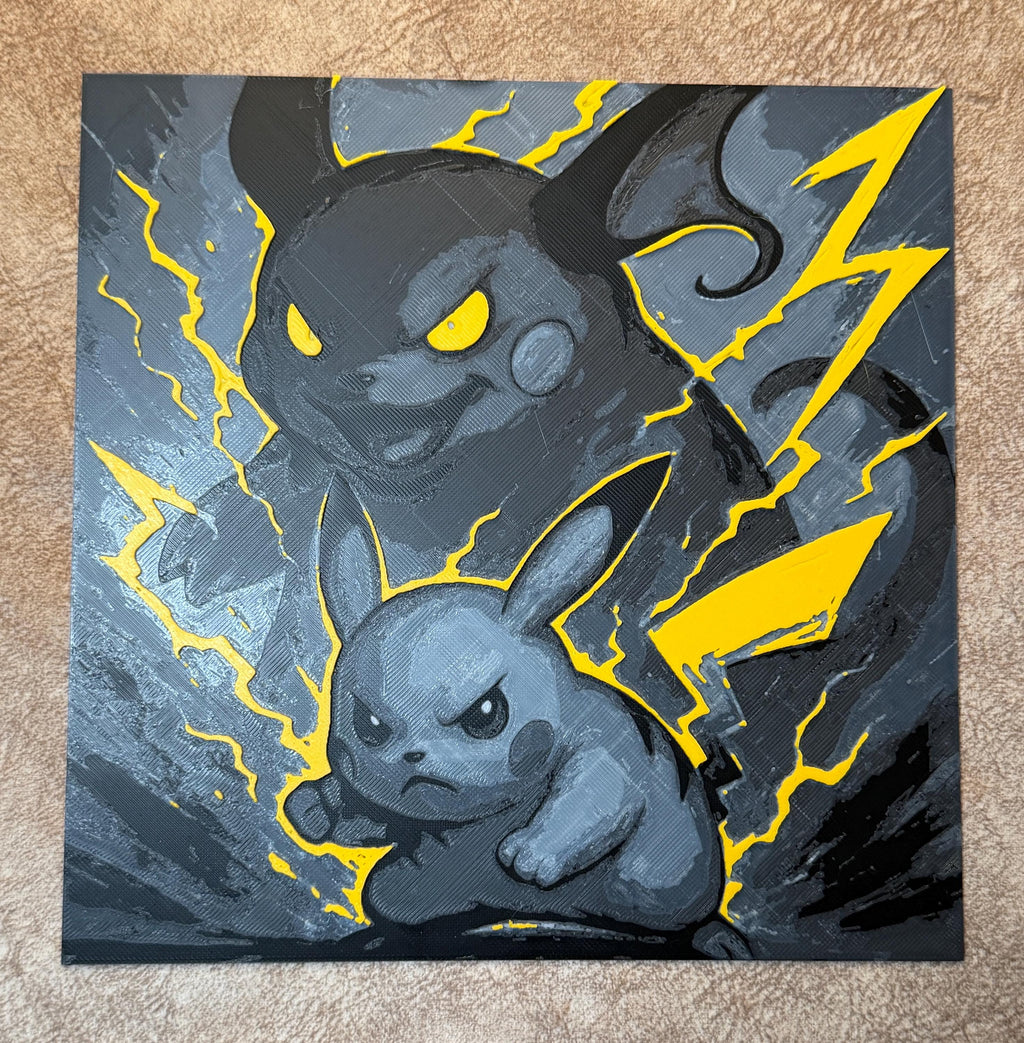 3D Printed Electric Creature Wall Art | Yellow Lightning Evolution Decor