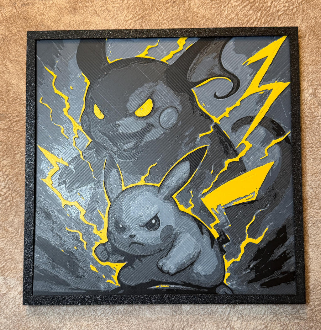 3D Printed Electric Creature Wall Art | Yellow Lightning Evolution Decor
