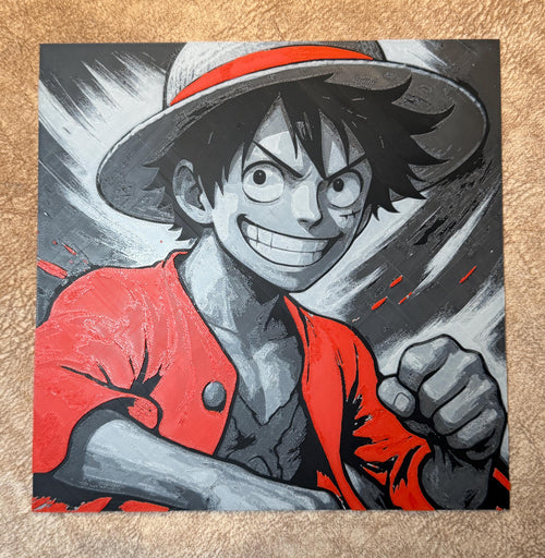 Anime Pirate Captain HueForge 3D Print | Red Shading Wall Art, Gamer Decor