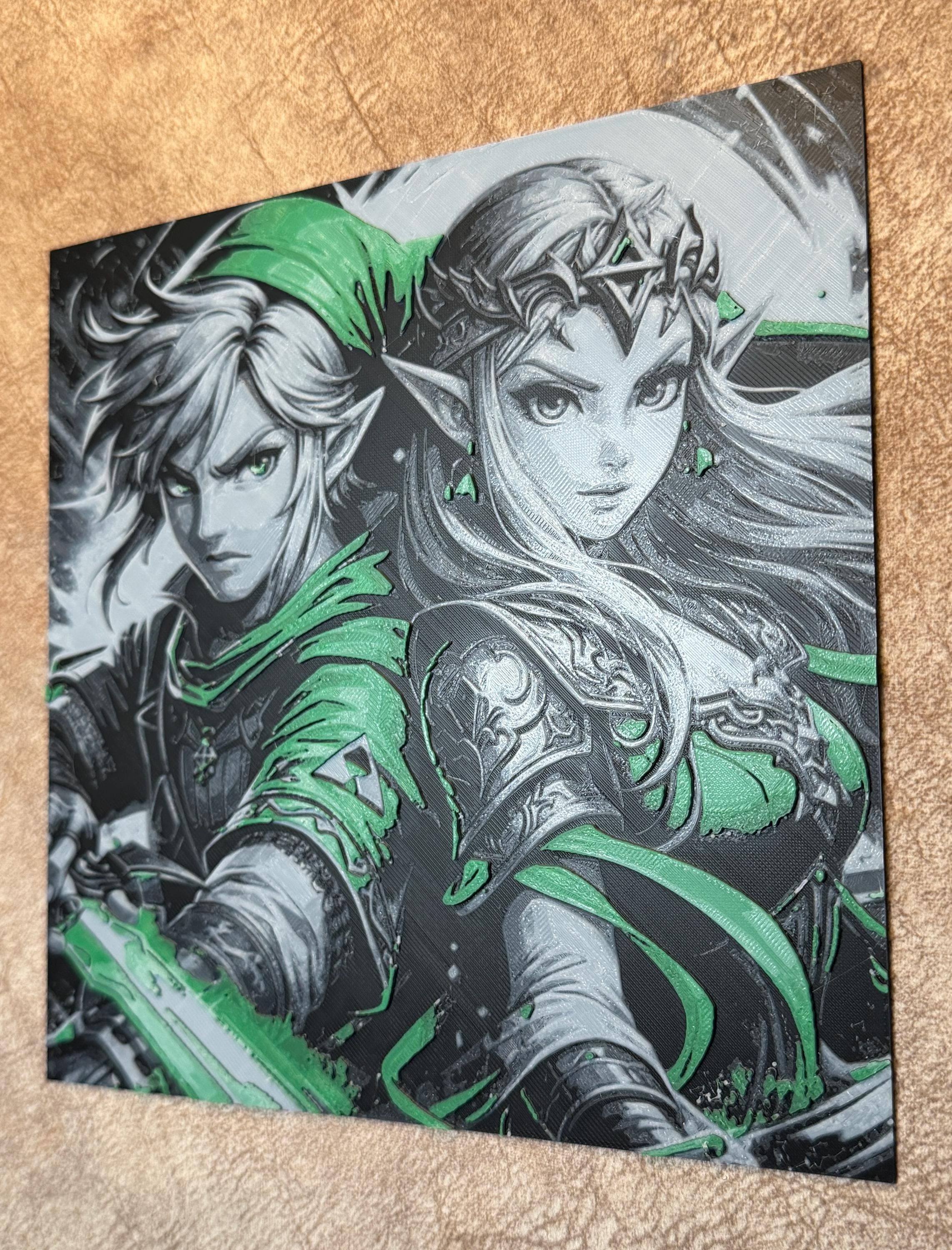 Fantasy Warrior Duo HueForge Art | 3D Printed Elf Hero Princess Print