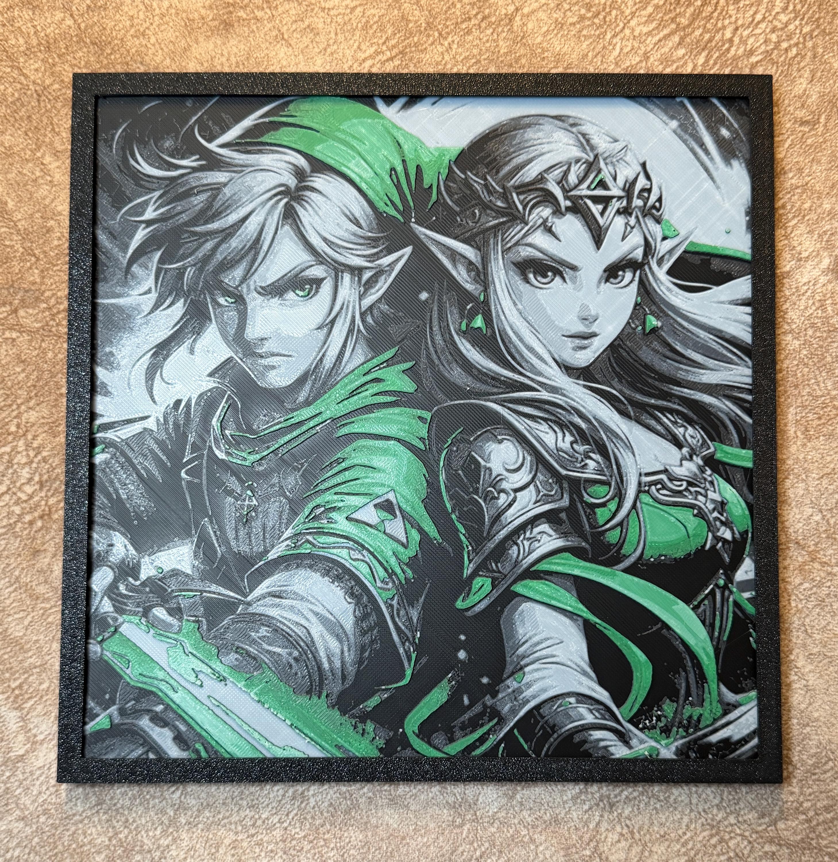 Fantasy Warrior Duo HueForge Art | 3D Printed Elf Hero Princess Print