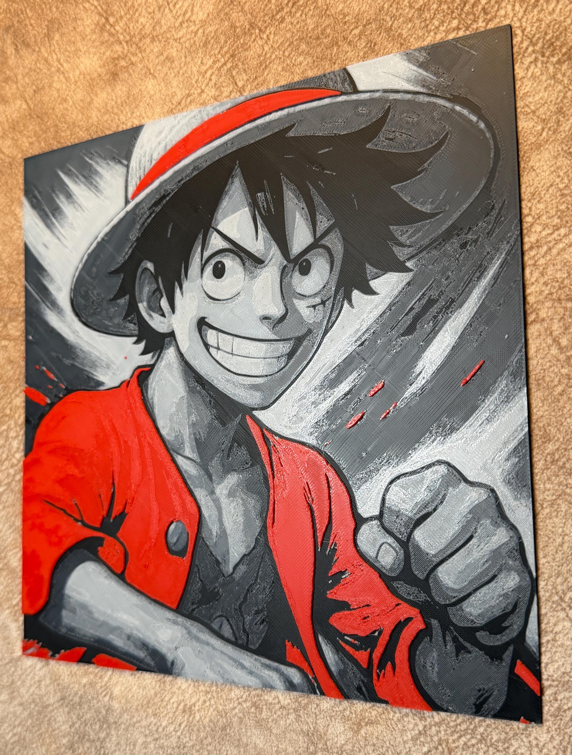 Anime Pirate Captain HueForge 3D Print | Red Shading Wall Art, Gamer Decor