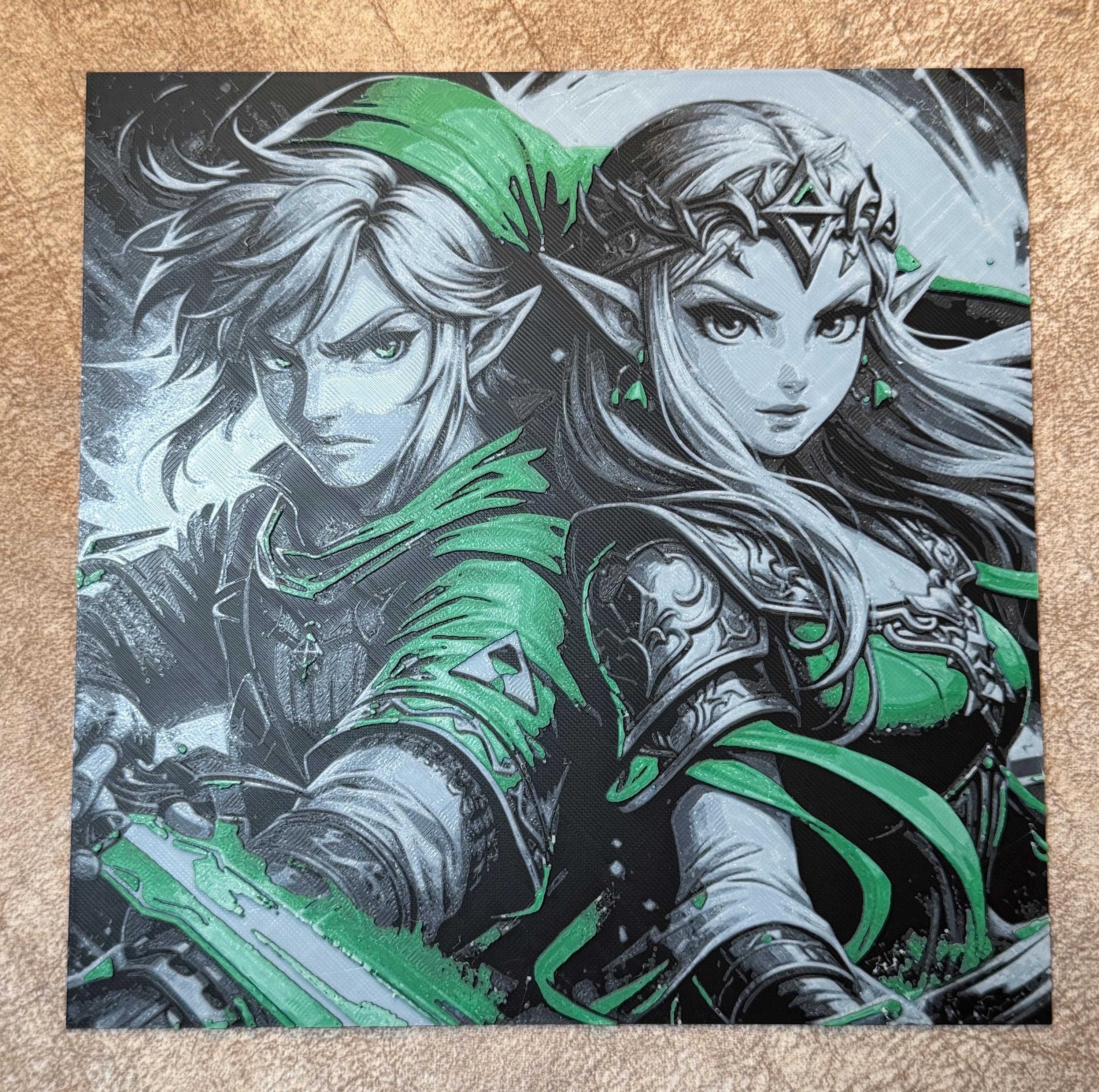 Fantasy Warrior Duo HueForge Art | 3D Printed Elf Hero Princess Print
