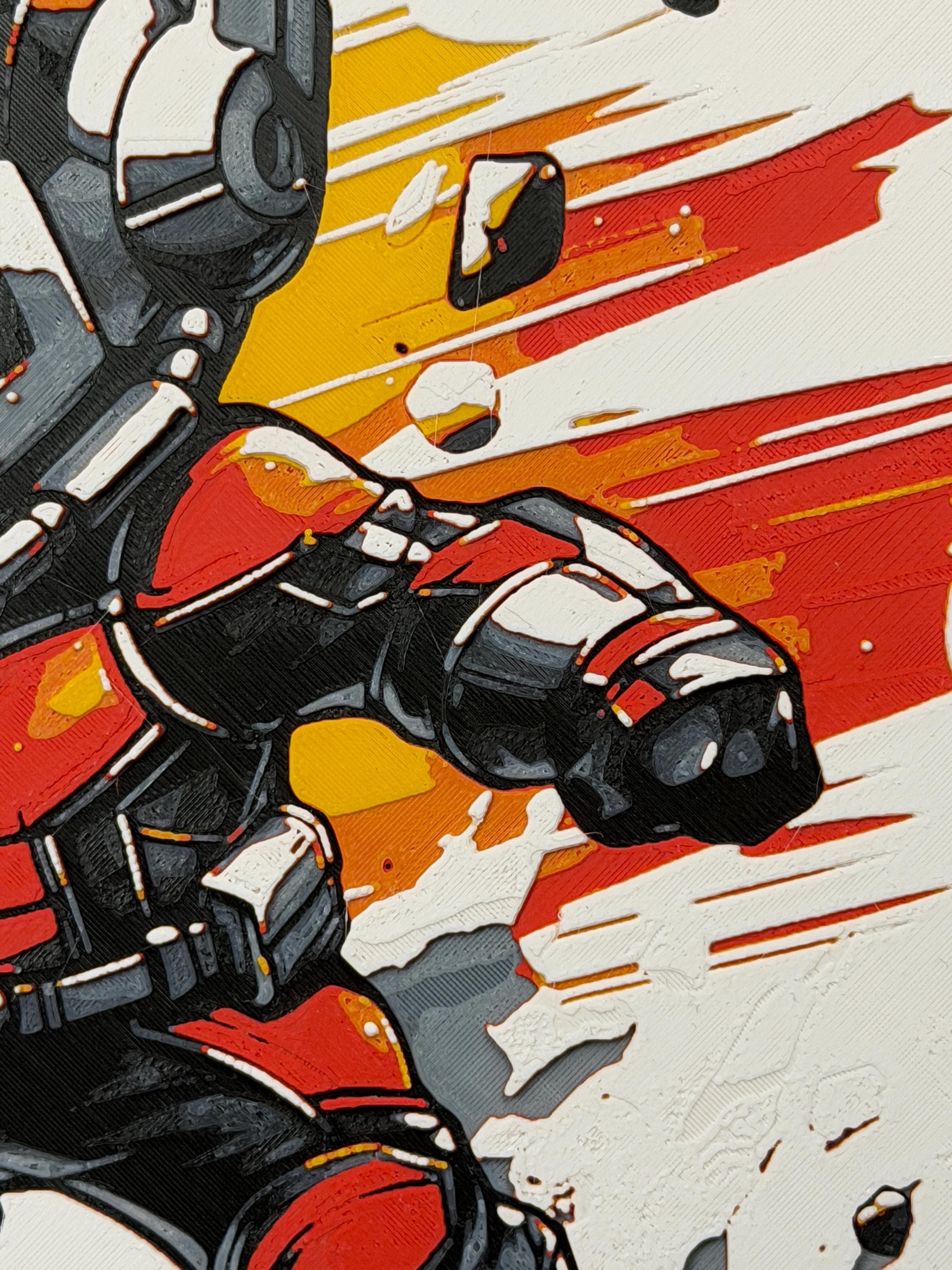 Chibi Sci-Fi Hero 3D Print Wall Art | Comic Style Futuristic Suit Decor (8 inch)