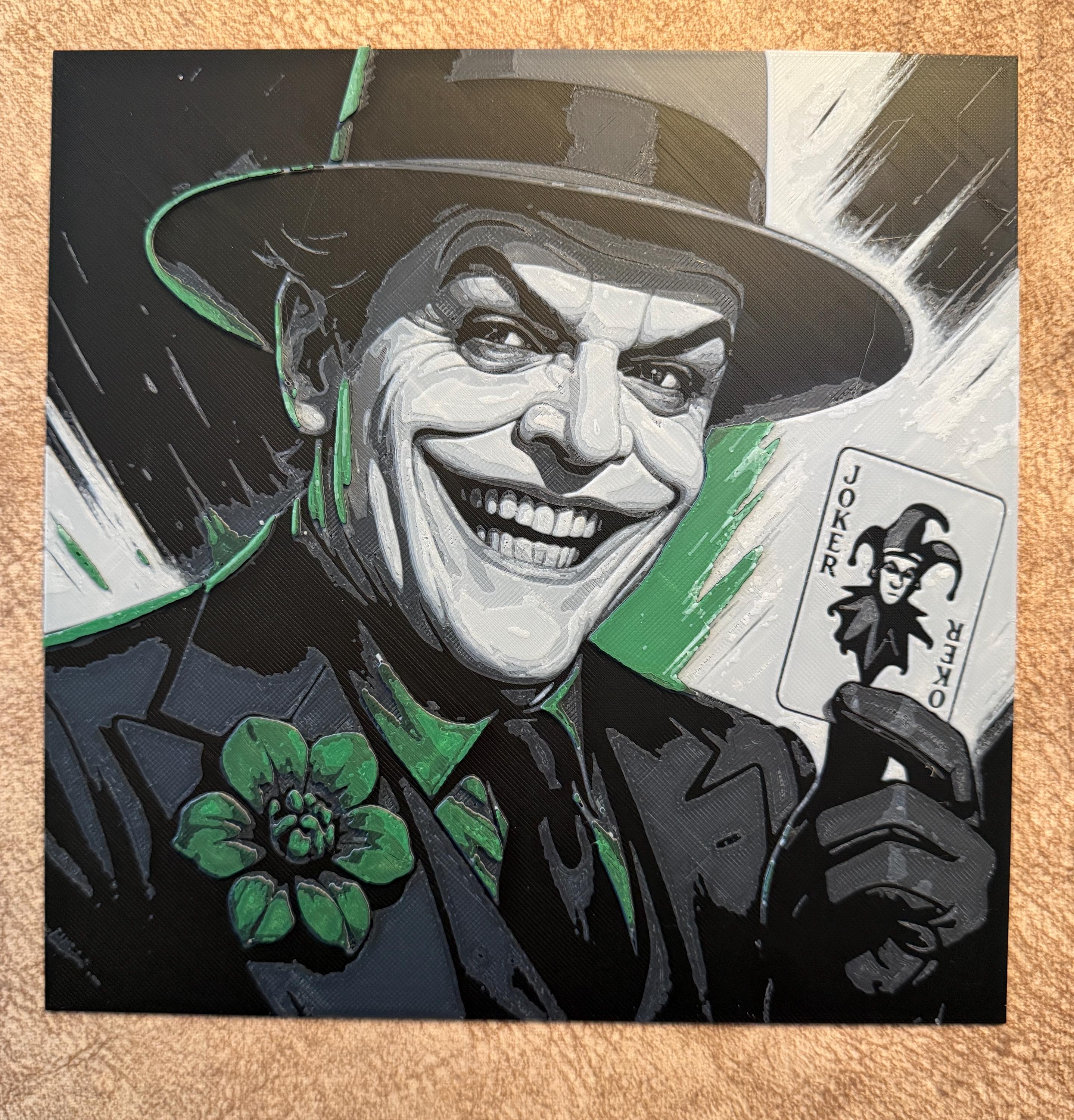 Vintage Clown Villain HueForge Art | 3D Printed Comic Style Portrait, Dark Trickster Decor