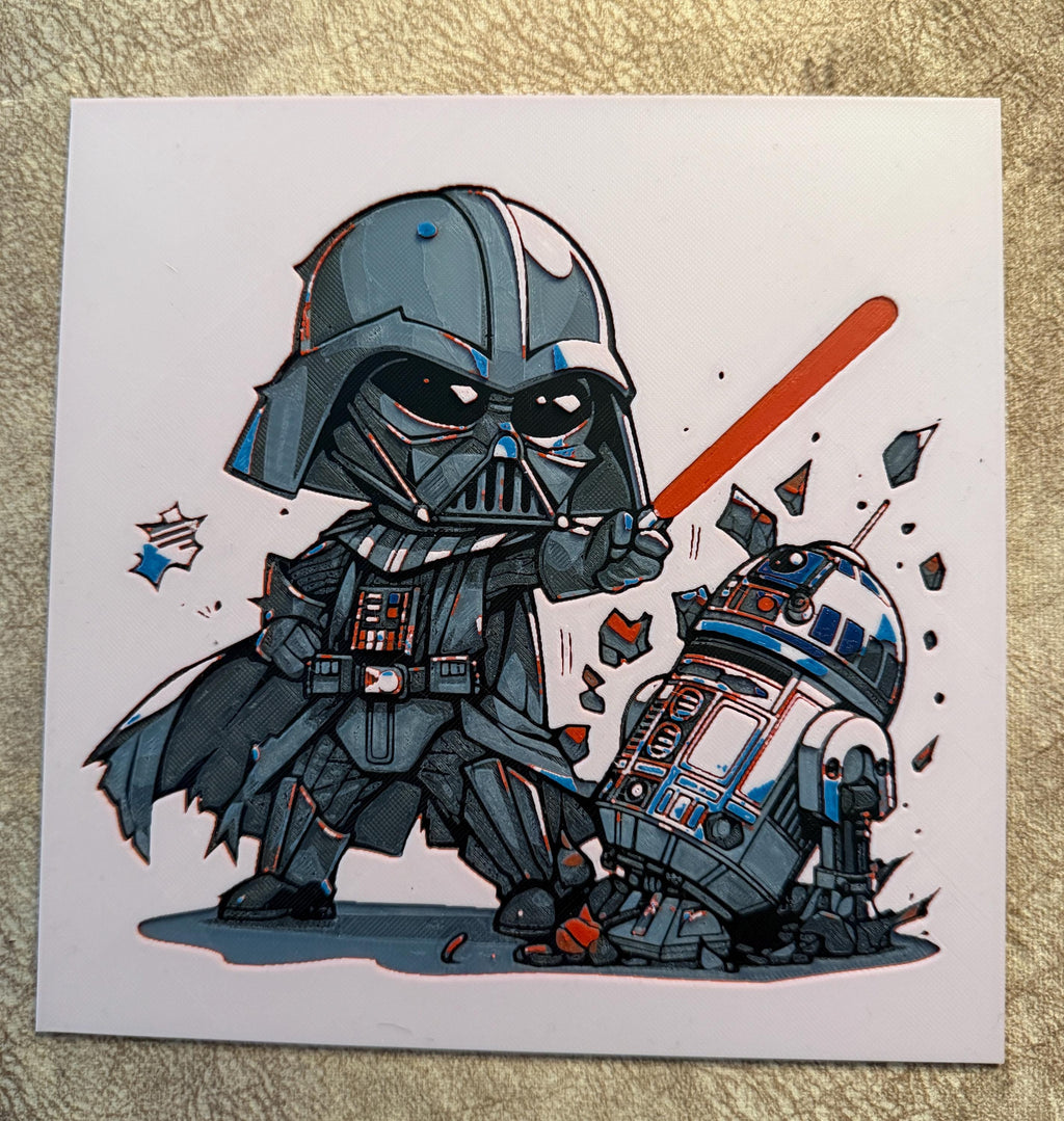Chibi Space Villain 3D Print | Layered Filament Sci Fi Droid Art (8 inch)