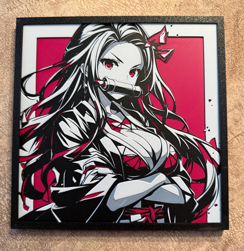Anime Demon Girl HueForge Art | 3D Printed Layered Filament Wall Decor