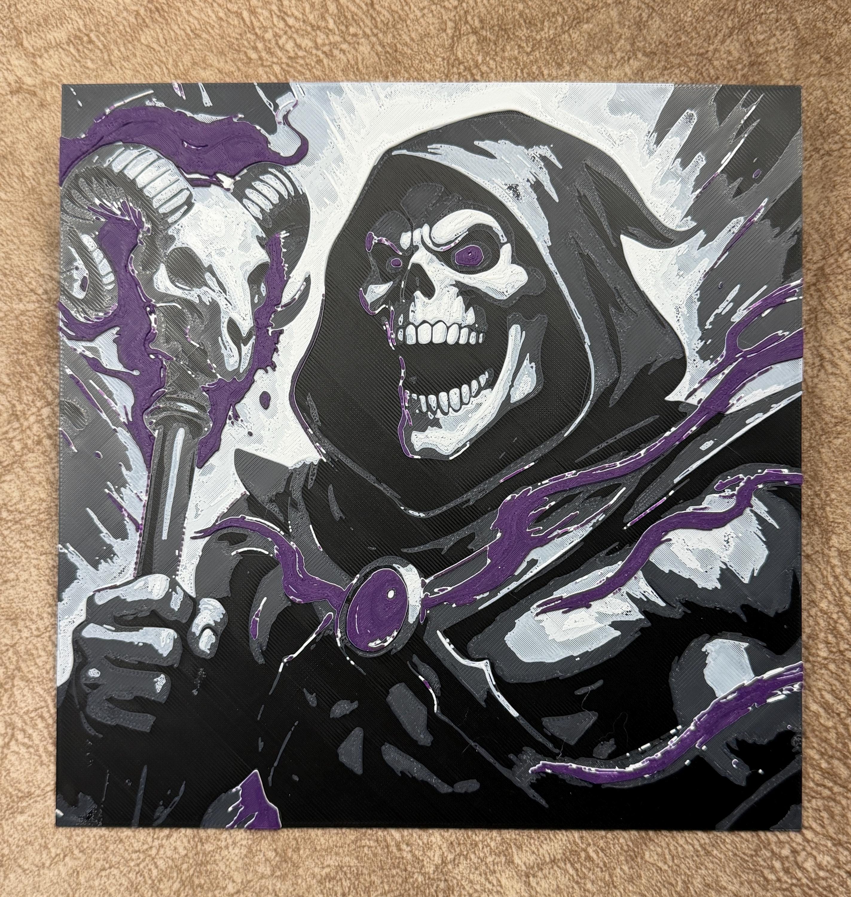 Evil Skull Sorcerer 3D Print | Retro Villain Dark Fantasy Art (8 inch)