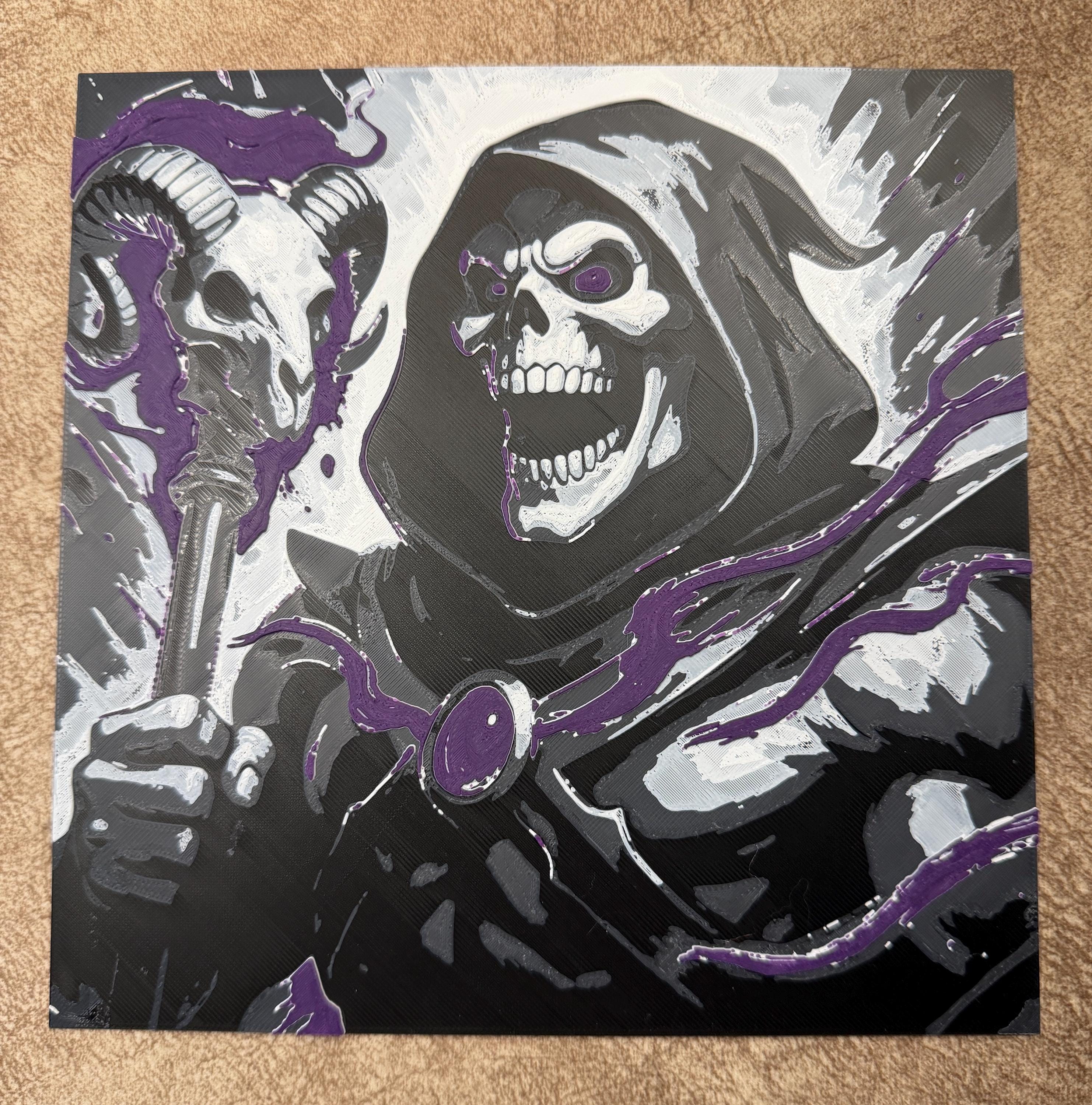 Evil Skull Sorcerer 3D Print | Retro Villain Dark Fantasy Art (8 inch)