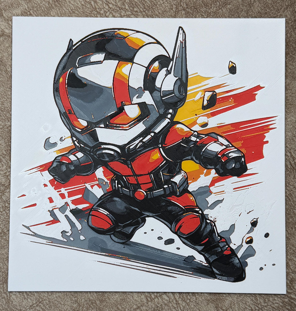 Chibi Sci-Fi Hero 3D Print Wall Art | Comic Style Futuristic Suit Decor (8 inch)