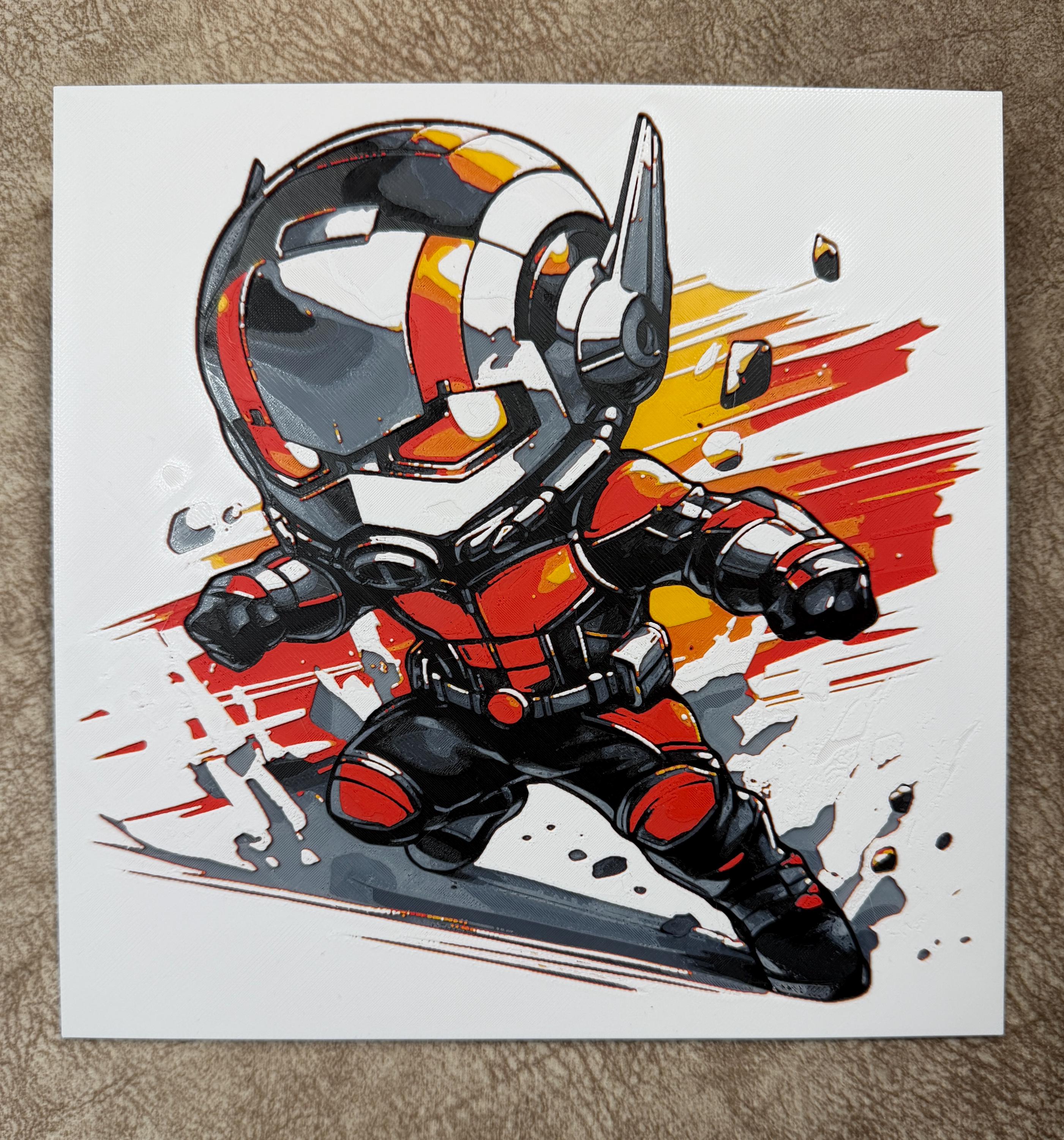 Chibi Sci-Fi Hero 3D Print Wall Art | Comic Style Futuristic Suit Decor (8 inch)