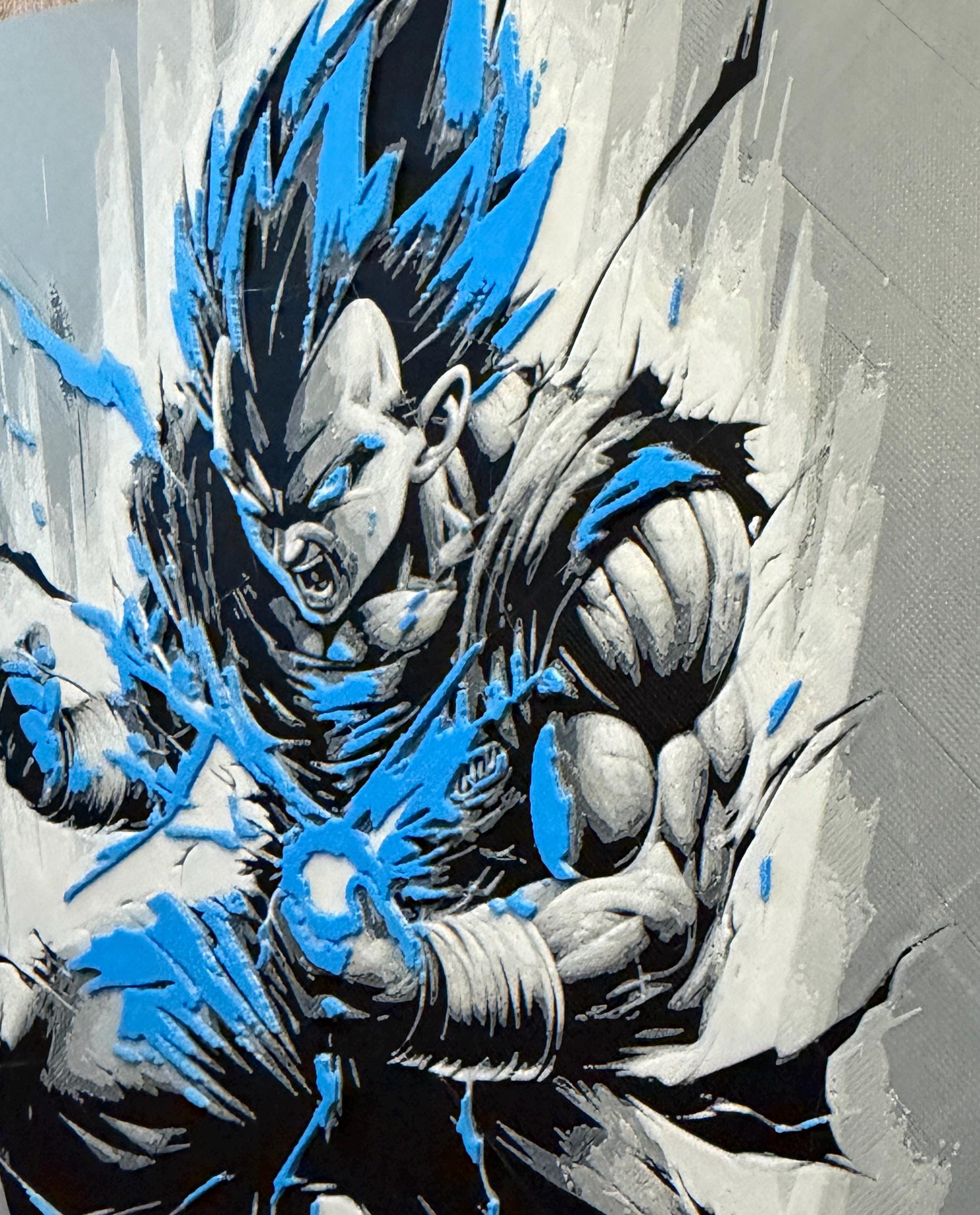 Anime Warrior 3D Print | Blue Aura Action Wall Art | Gamer Room Decor