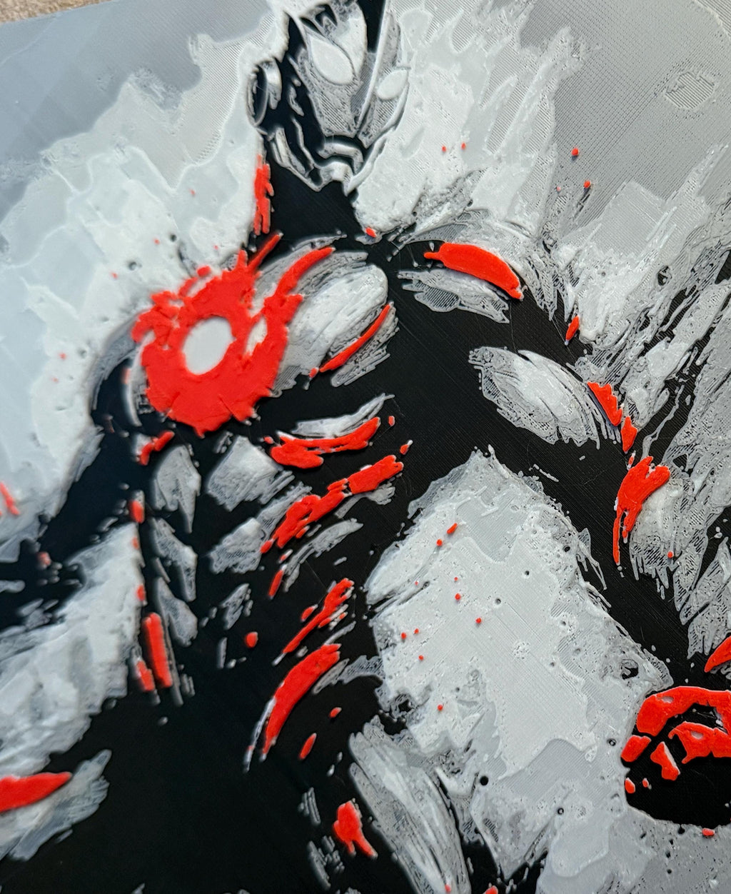 3D Printed Warrior Wall Art | Red Black High Contrast Sci Fi Decor
