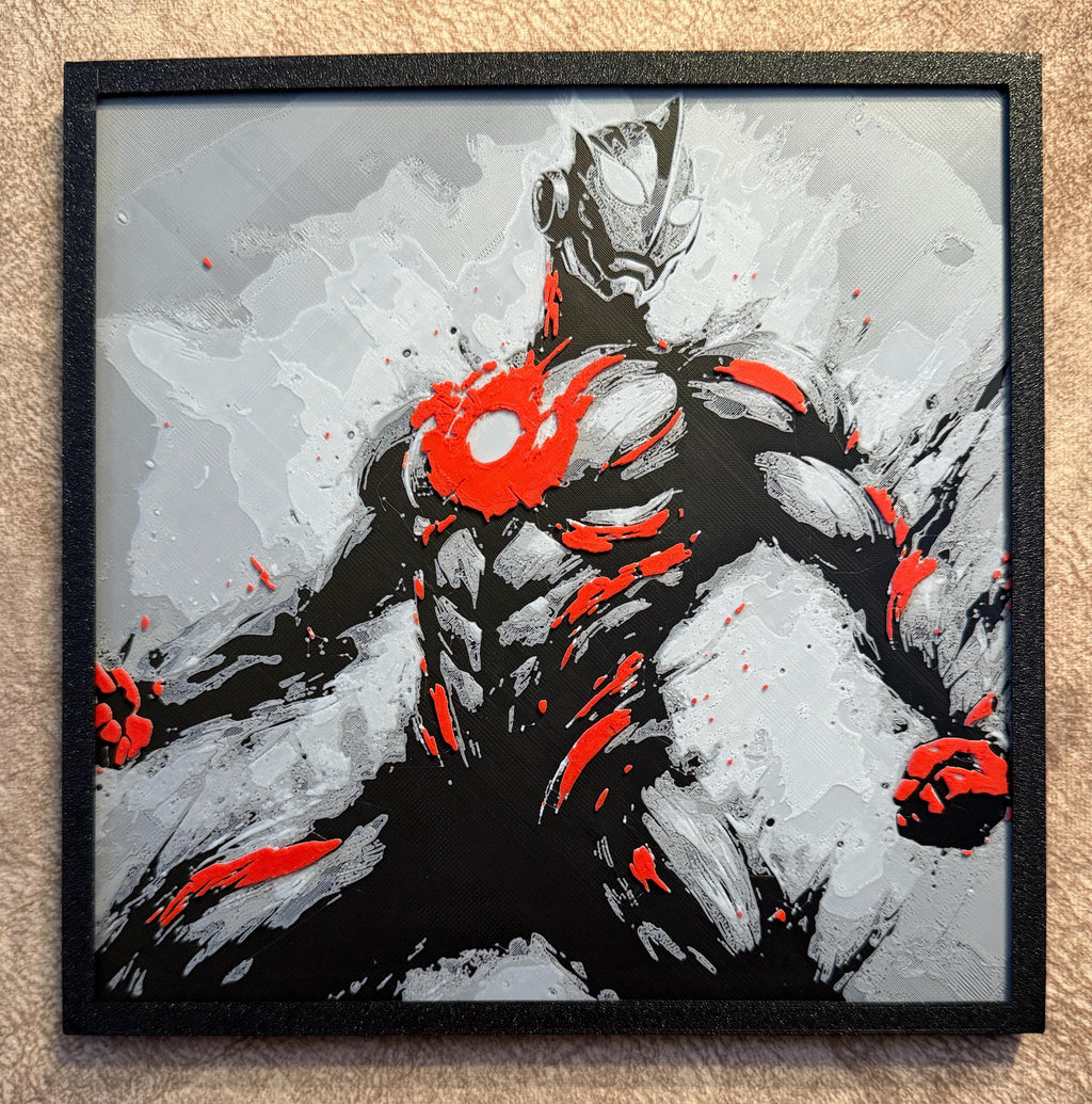 3D Printed Warrior Wall Art | Red Black High Contrast Sci Fi Decor
