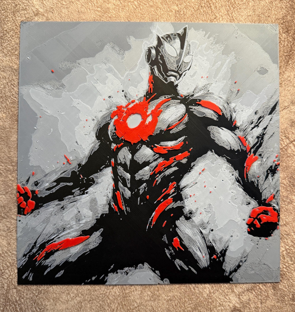 3D Printed Warrior Wall Art | Red Black High Contrast Sci Fi Decor