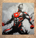 3D Printed Warrior Wall Art | Red Black High Contrast Sci Fi Decor