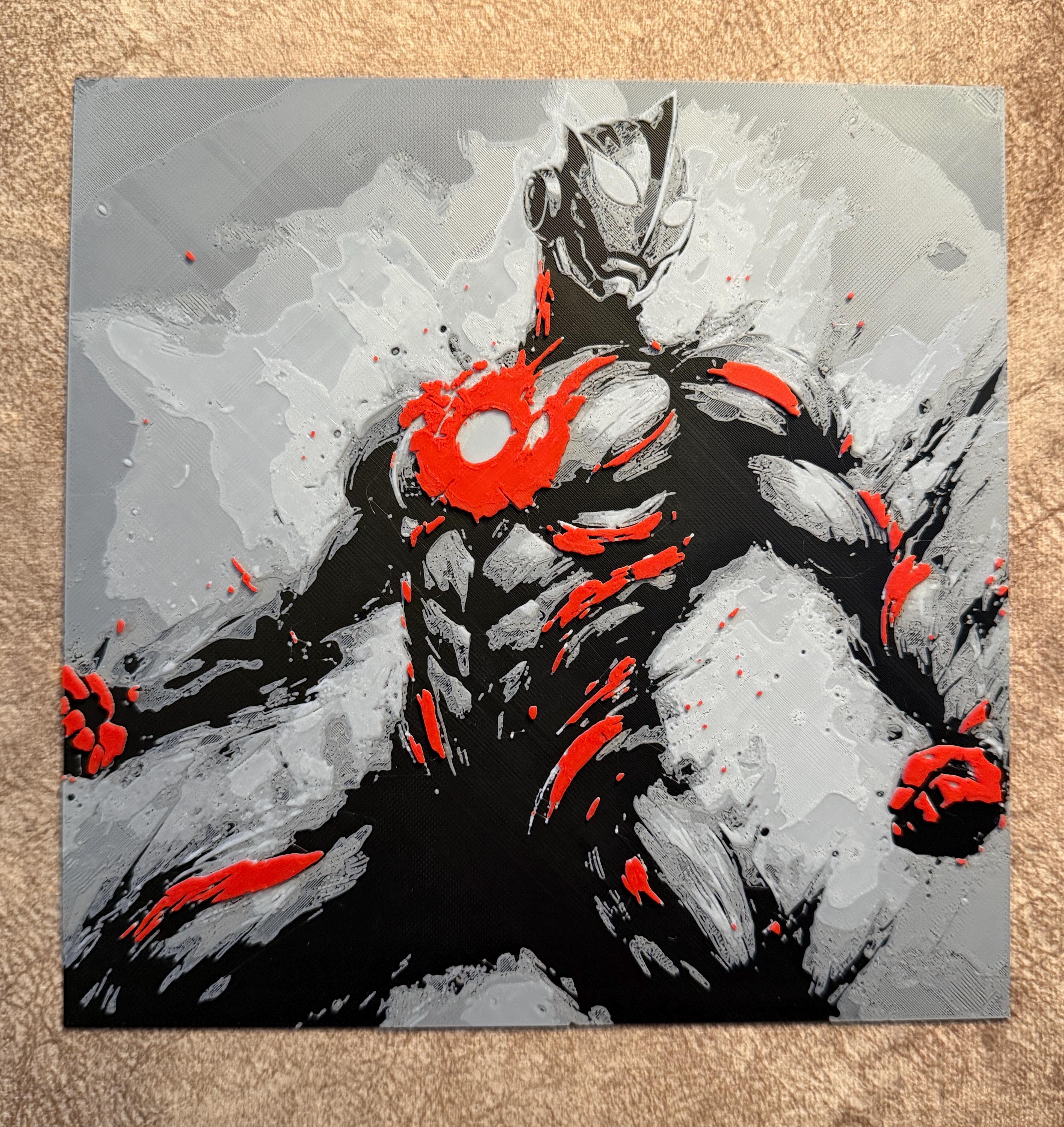 3D Printed Warrior Wall Art | Red Black High Contrast Sci Fi Decor