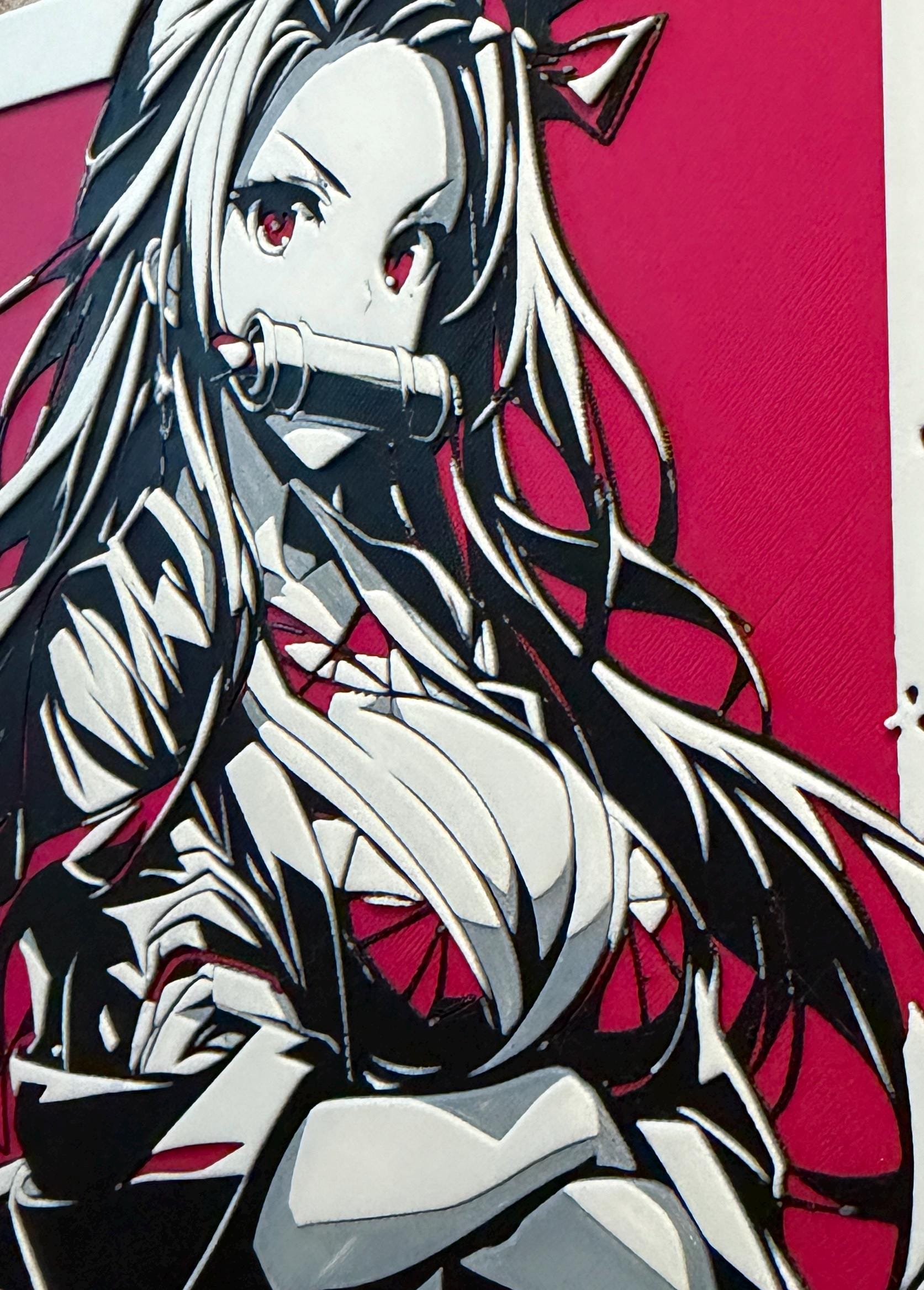 Anime Demon Girl HueForge Art | 3D Printed Layered Filament Wall Decor