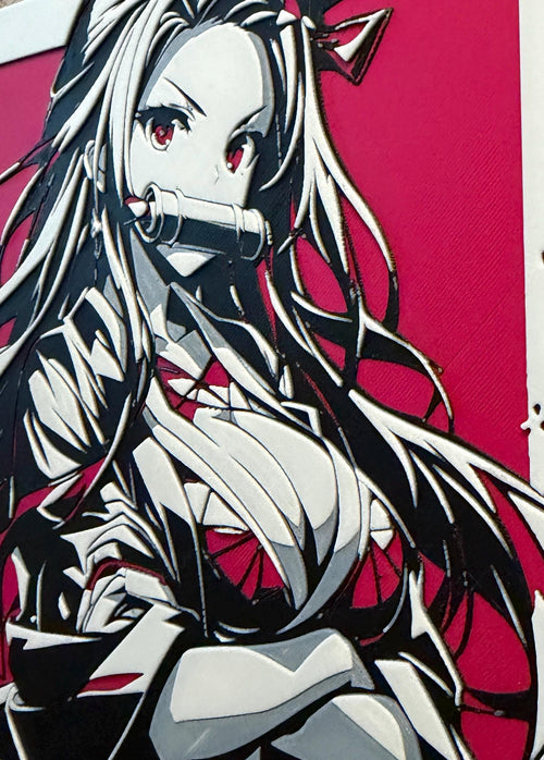 Anime Demon Girl HueForge Art | 3D Printed Layered Filament Wall Decor